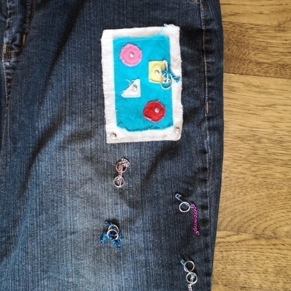 Long Distressed Grafitti Denim Mermaid Skirt Large - Picture 7 of 12